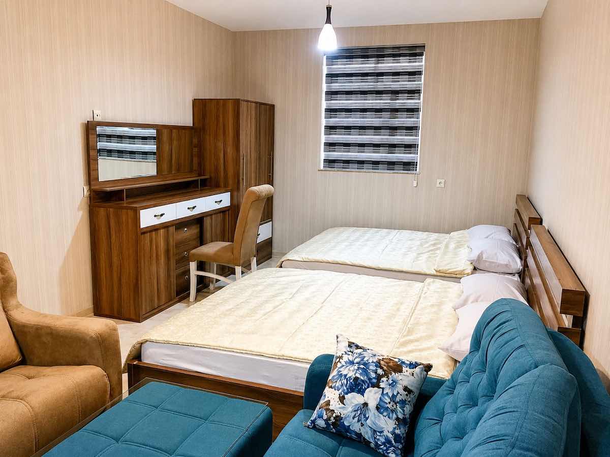 Hormuz Family Suite Room View with Double Beds and Seating Area